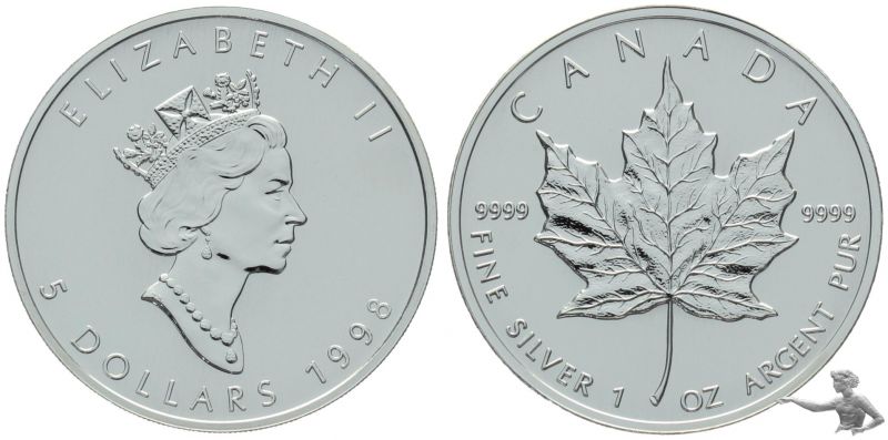 Kanada Maple Leaf 1998 - 1 Unze Feinsilber